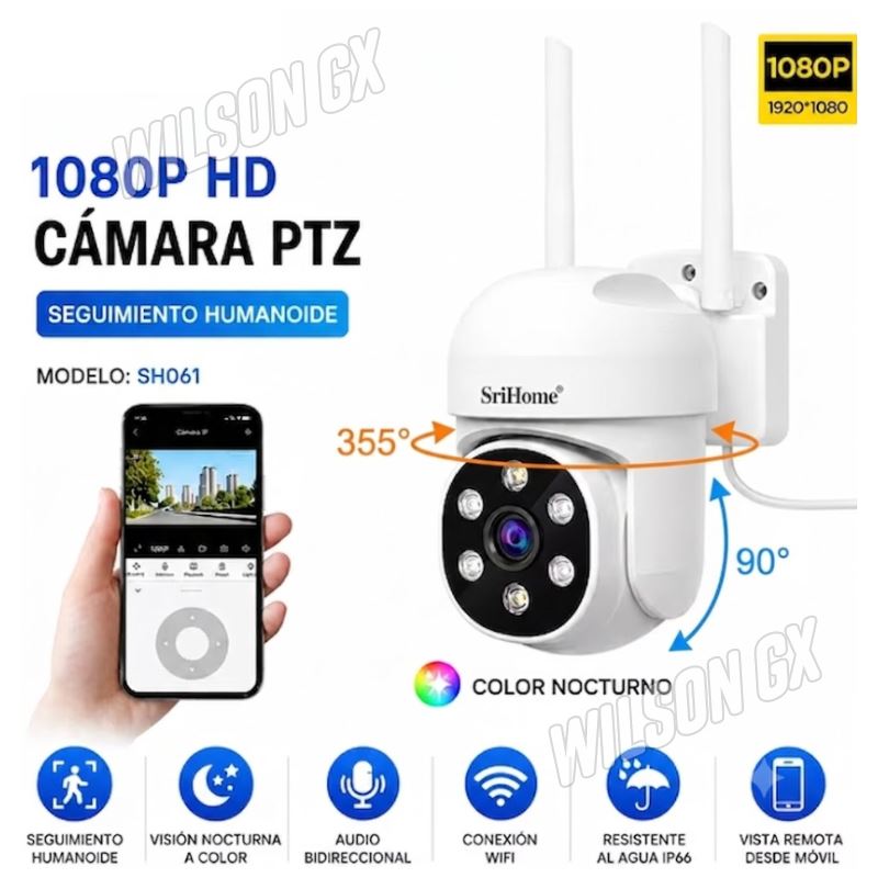 Camara de Seguridad Exterior Interior IP Full HD Visión Nocturna WiFi